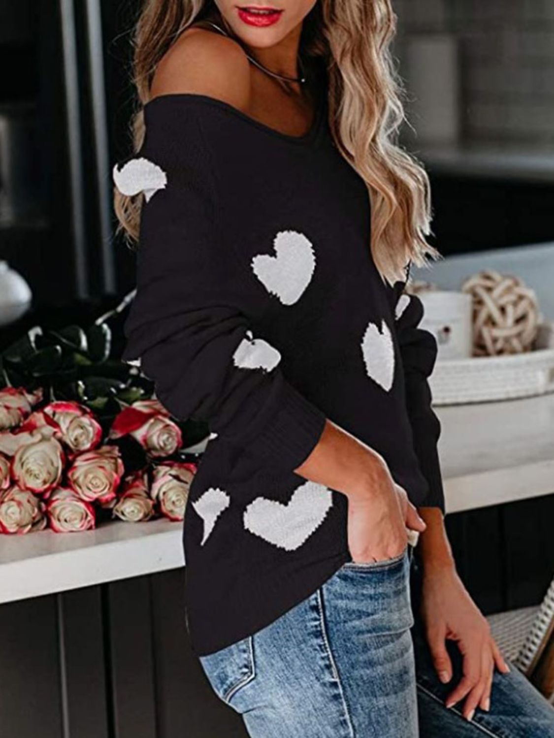 Heart Scoop Sweater