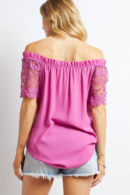 Crochet Lace Off Shoulder Top