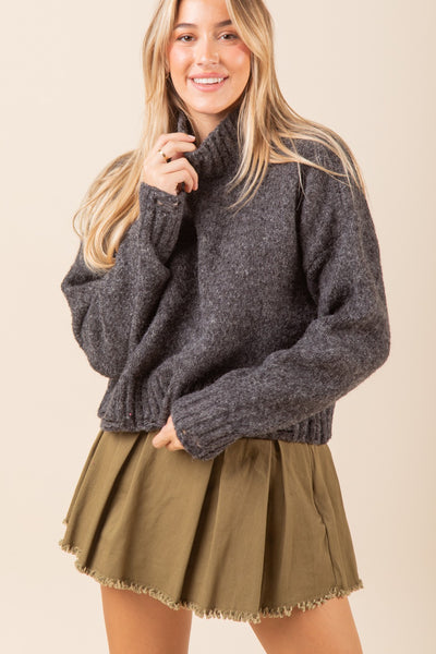 Mock Neck Solid Cozy Sweater