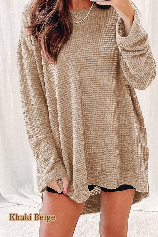 Waffle Knit Oversized Top