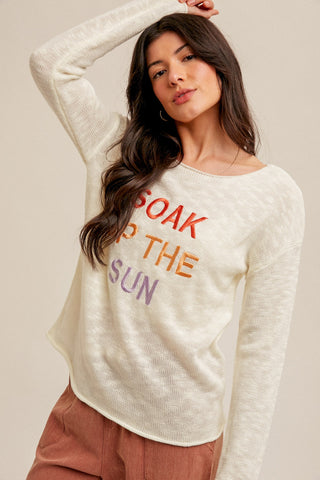 SOAK UP THE SUN EMBROIDERY RELAXED SWEATER