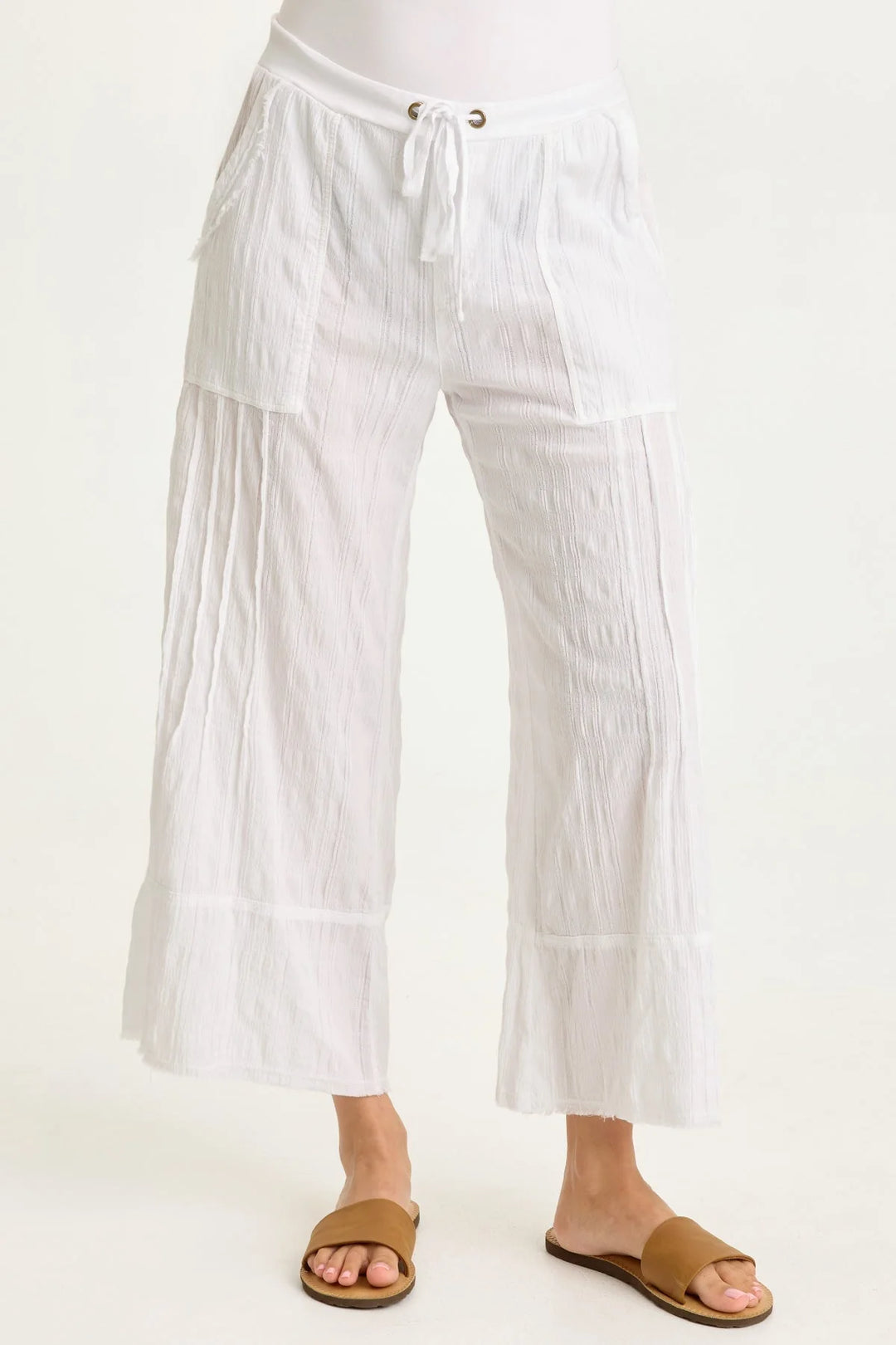XCVI Doyen Gauze Wide Leg Crop Pants with Drawstring Waist