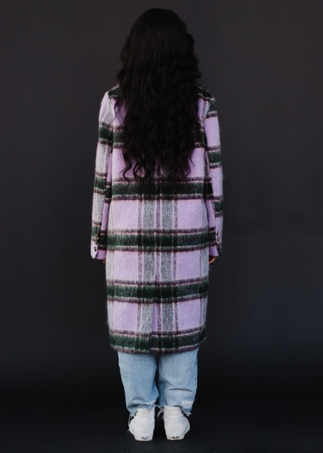 Purple, Green & Tan Plaid Coat