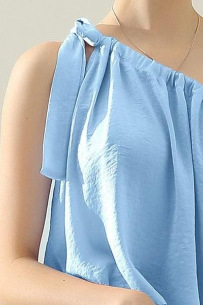 One Shoulder Bow Silk Top
