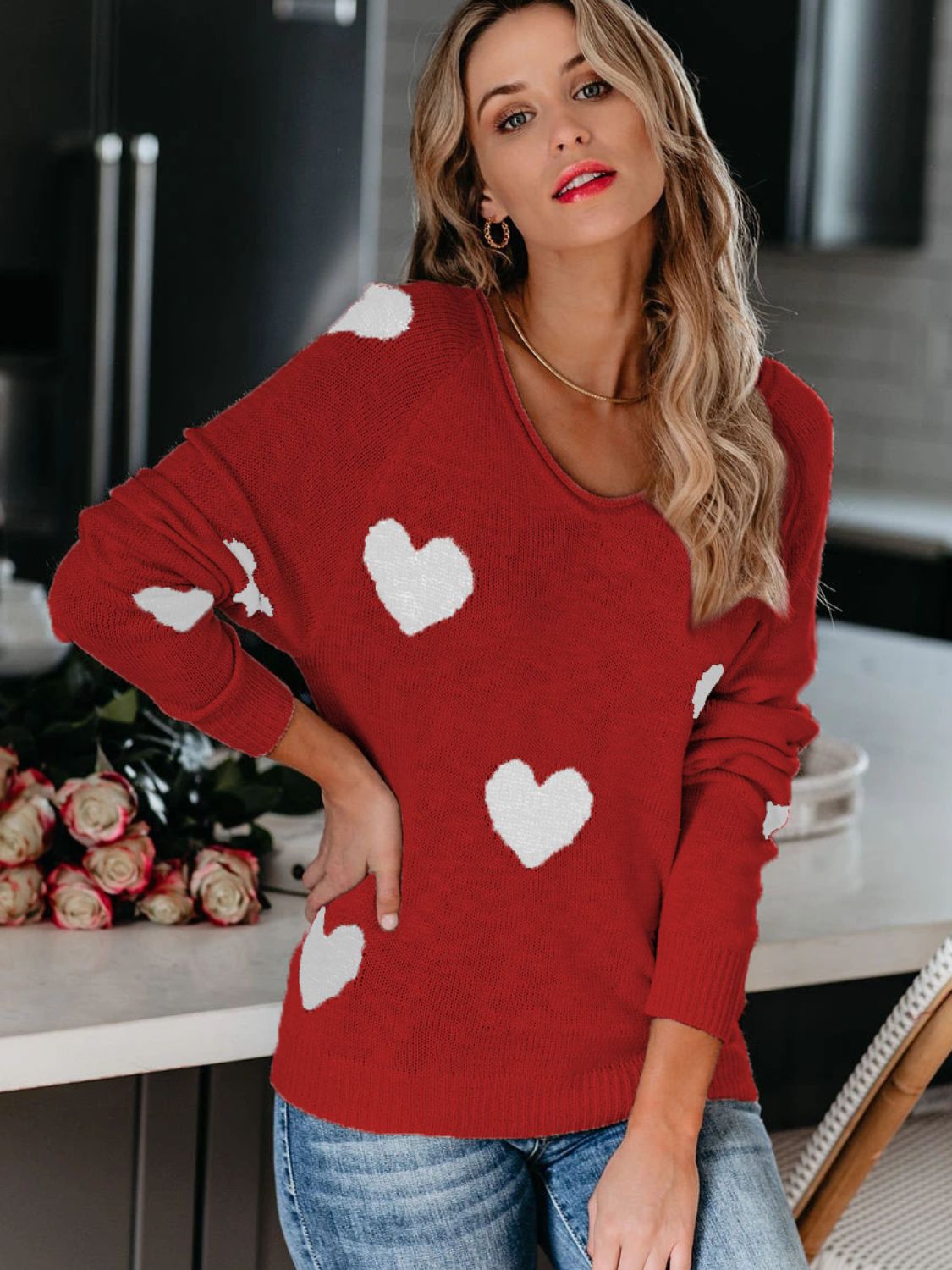 Heart Scoop Sweater