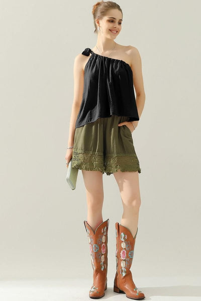 One Shoulder Bow Silk Top