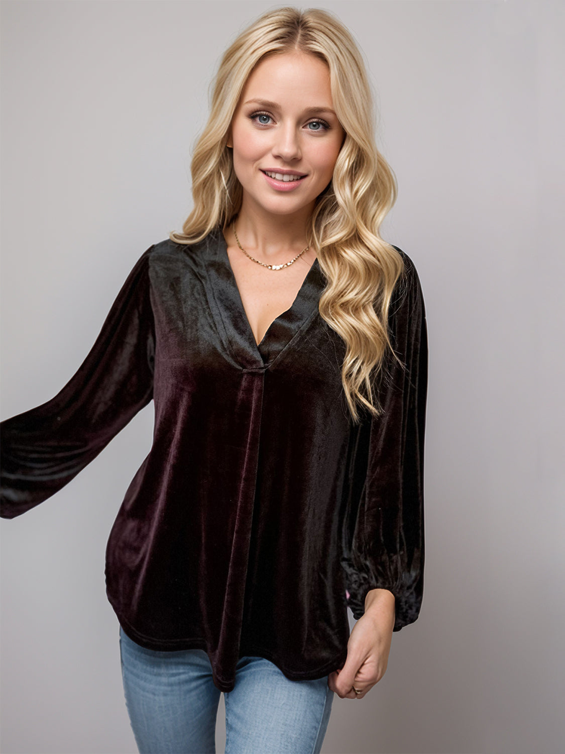 V-Neck 3/4 Sleeve Blouse