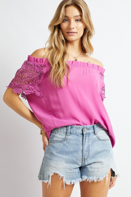 Crochet Lace Off Shoulder Top