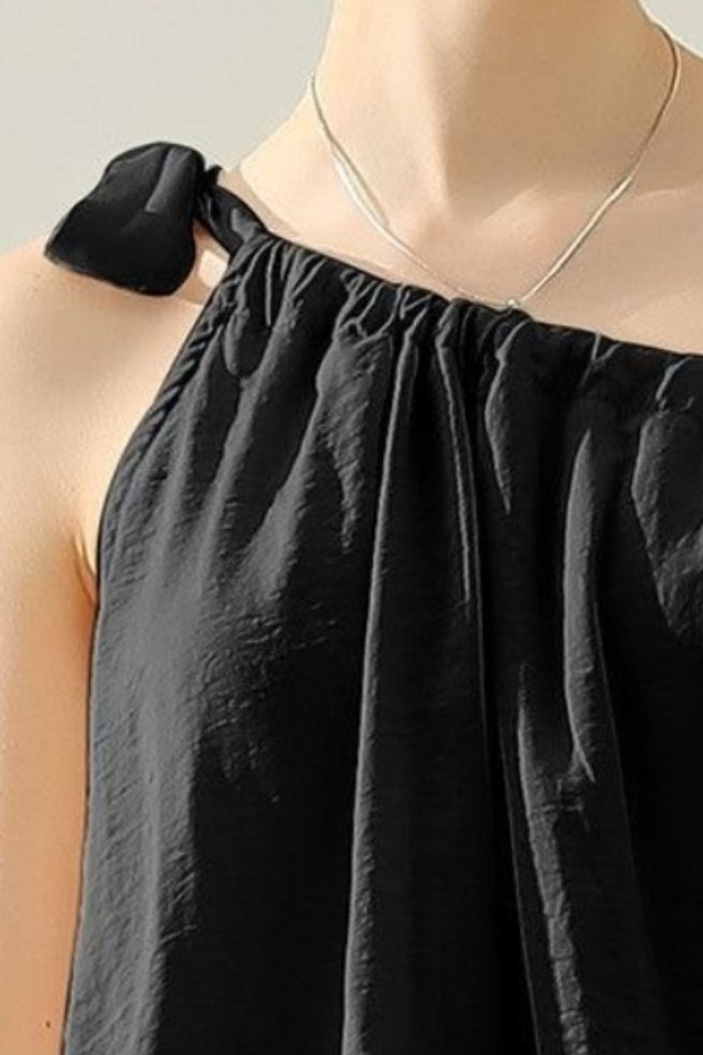 One Shoulder Bow Silk Top