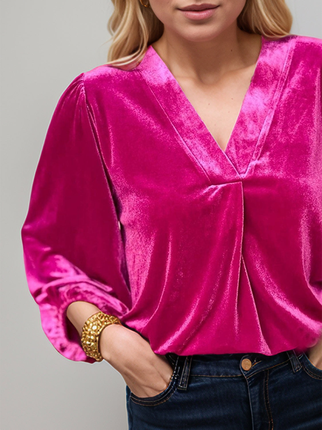 V-Neck 3/4 Sleeve Blouse