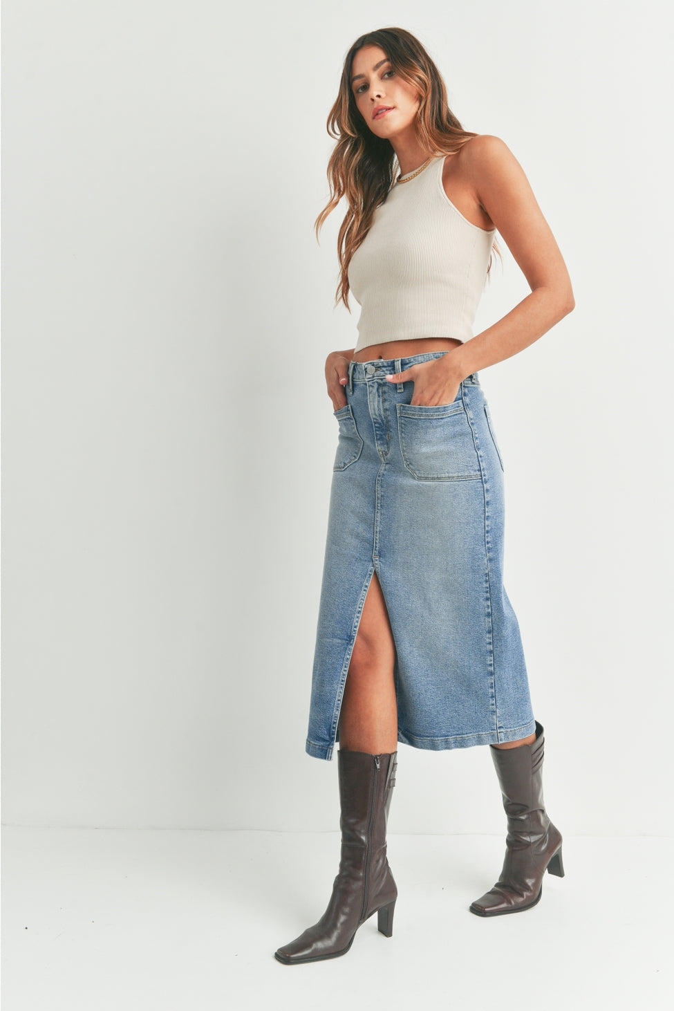 Utility Pocket Midi Skirt