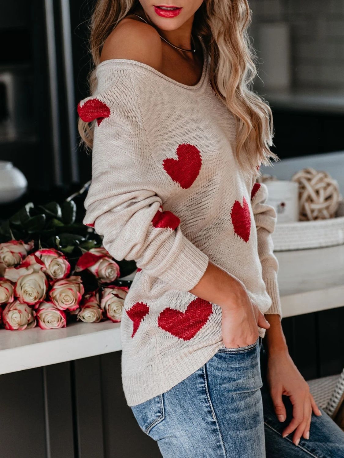 Heart Scoop Sweater