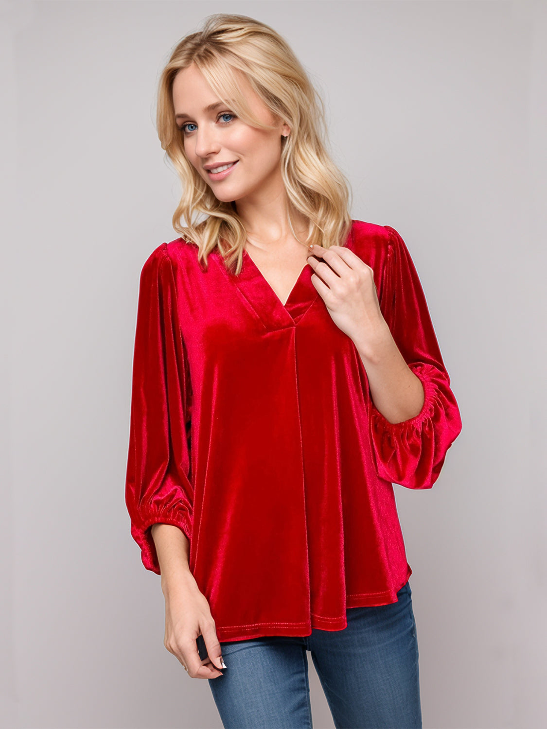 V-Neck 3/4 Sleeve Blouse