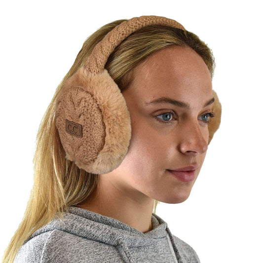 Faux Fur Cable Knit Earmuffs