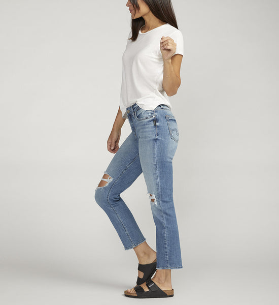Suki Mid Rise Straight Leg Crop Jeans