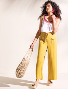 PAPERBAG PULL ON WIDE CROP PANTS W/PKTS & DRAWCORD