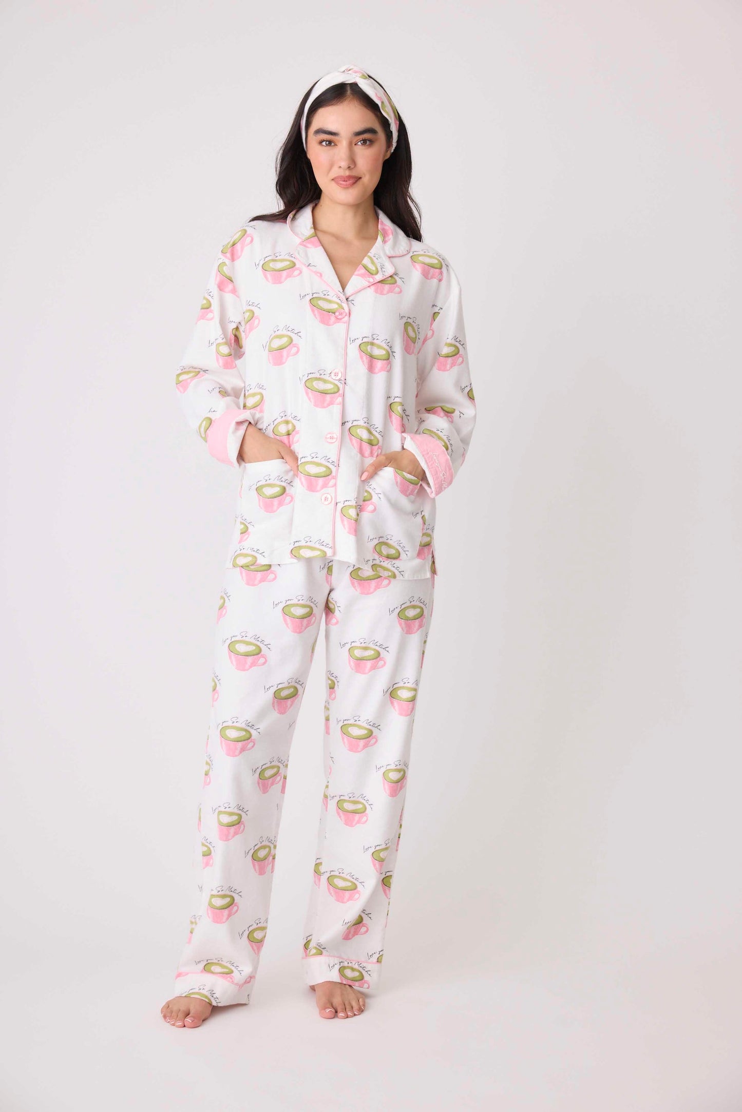 Love 'U' So Matcha Cozy Flannel PJ Set