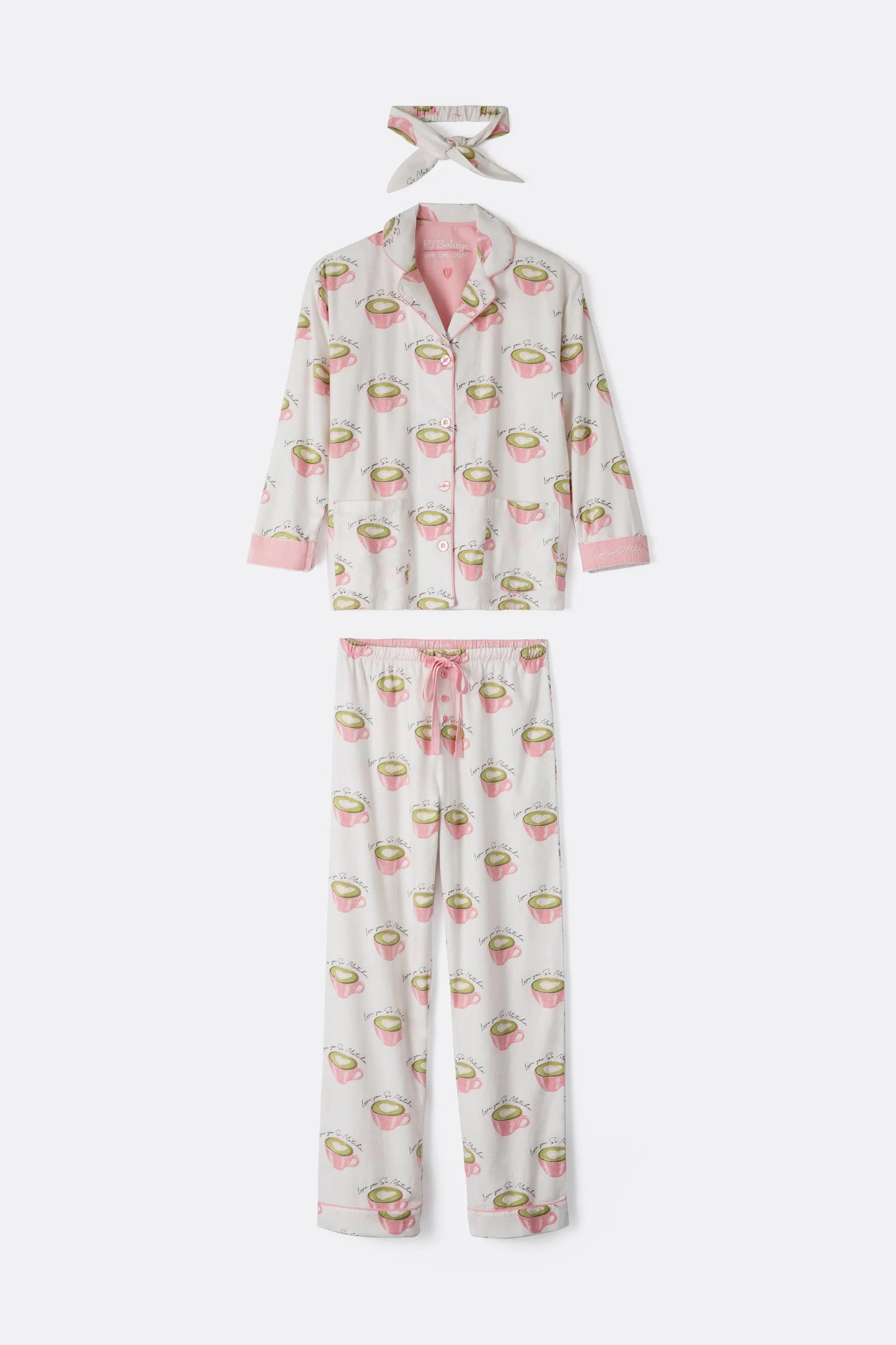 Love 'U' So Matcha Cozy Flannel PJ Set