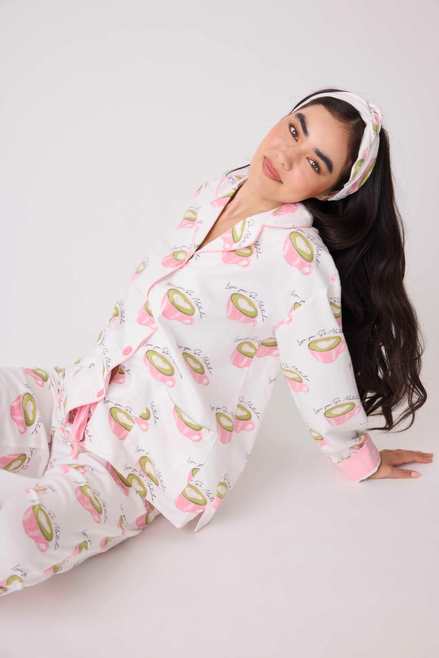 Love 'U' So Matcha Cozy Flannel PJ Set