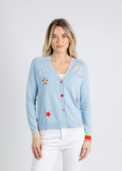 Zaket & Plover Good Vibes Cardigan | Embroidered Cotton Cashmere