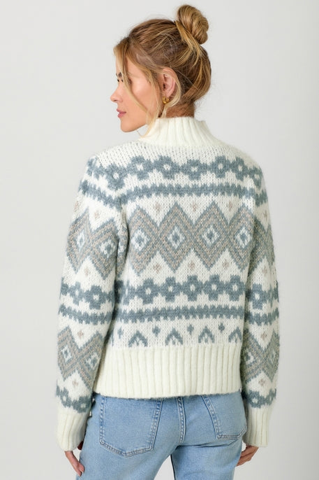 Fair Isle Mock Neck Sweater