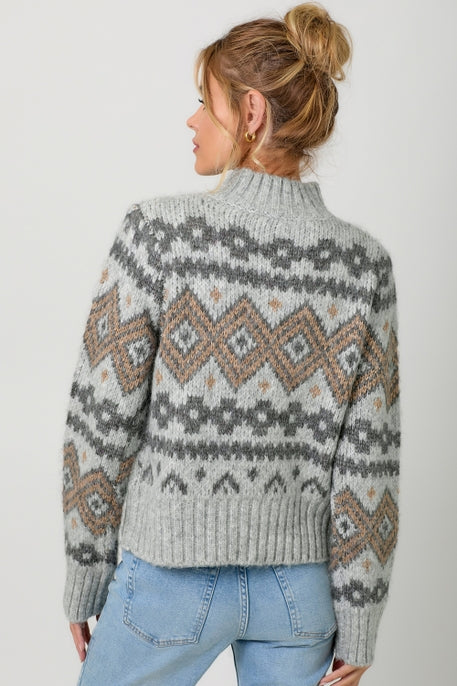 Fair Isle Mock Neck Sweater