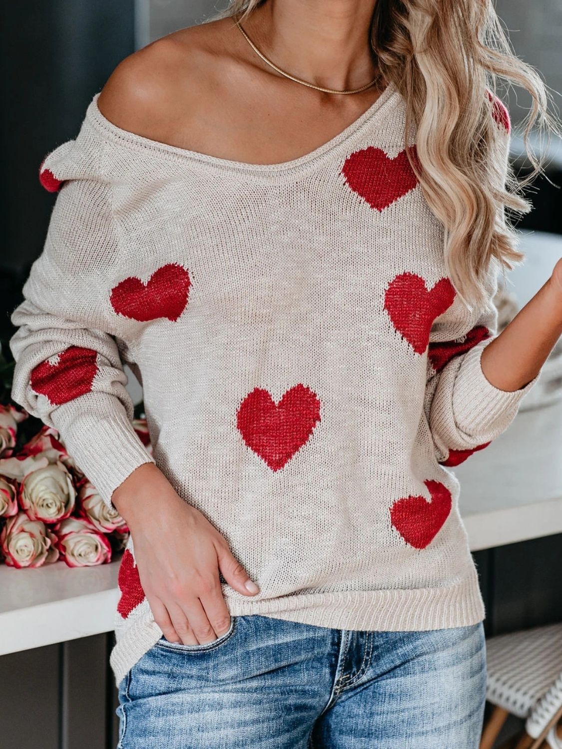 Heart Scoop Sweater