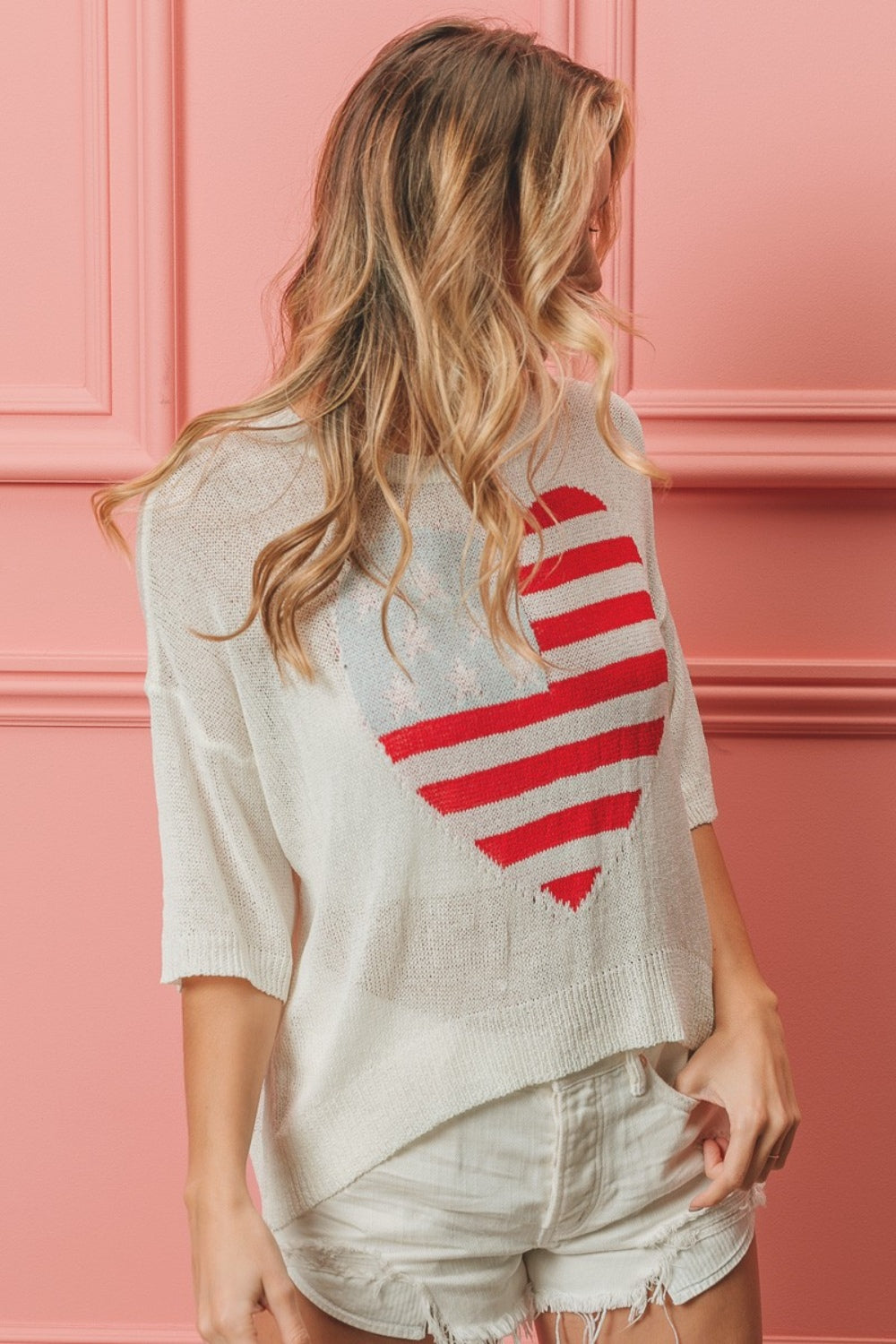 Striped Heart Knit Top