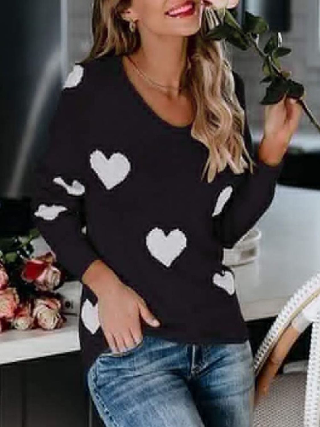 Heart Scoop Sweater