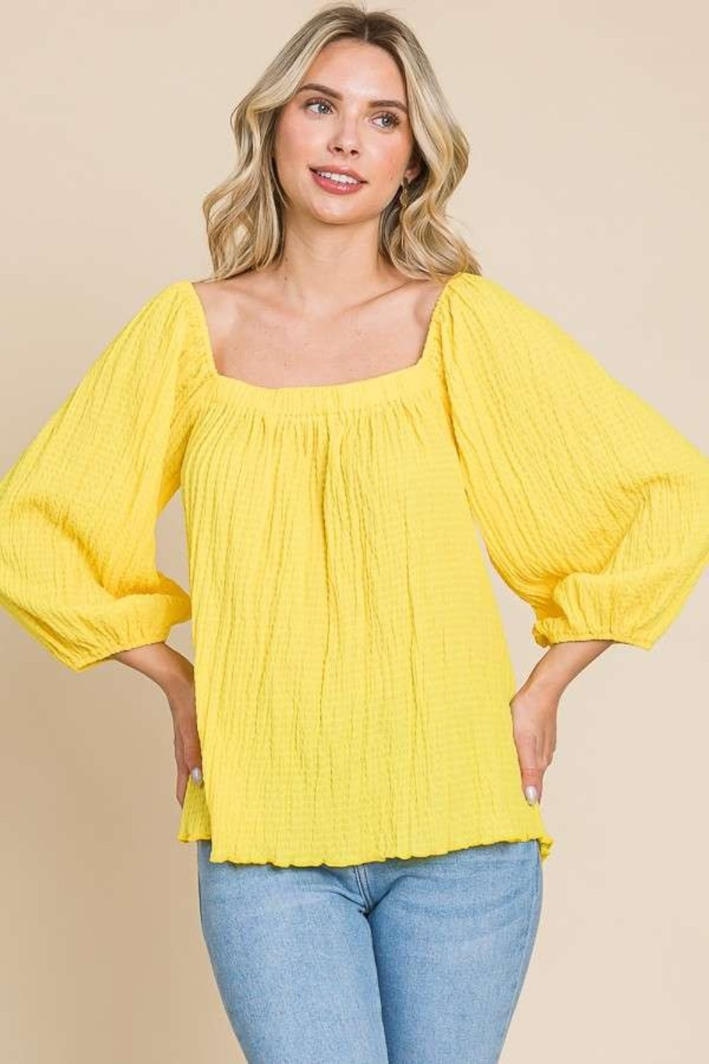 Square Neck Puff Sleeve Top