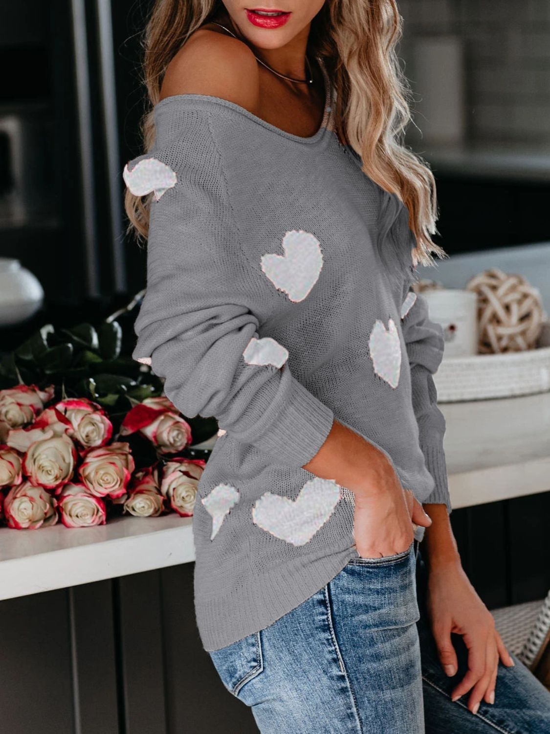 Heart Scoop Sweater