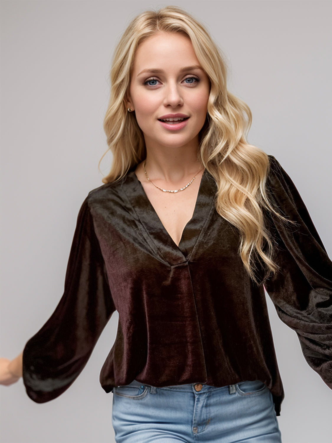 V-Neck 3/4 Sleeve Blouse