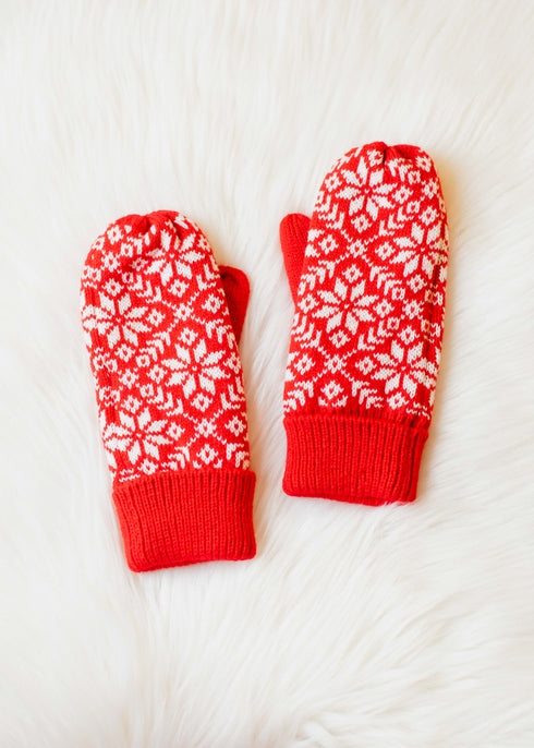 Snowflake Knit Mittens