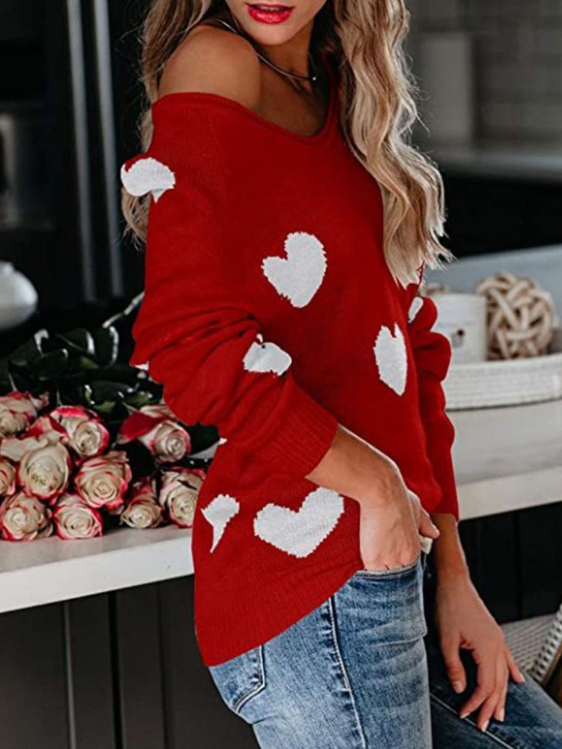 Heart Scoop Sweater