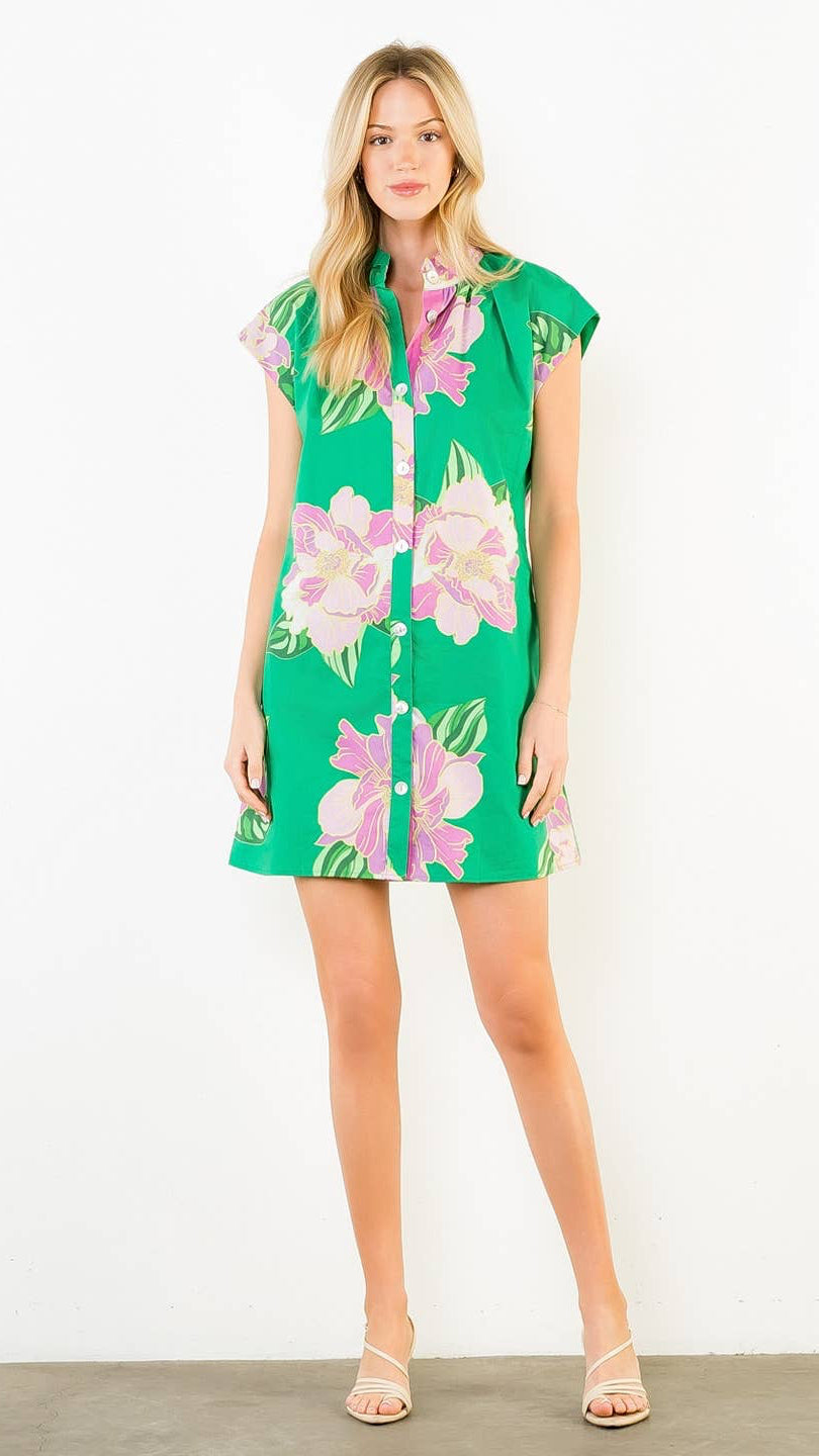 button up summer dress S/S Floral Print Up Short Sleeve Midi Dress Linen Maxi Dress, Sleeveless Button