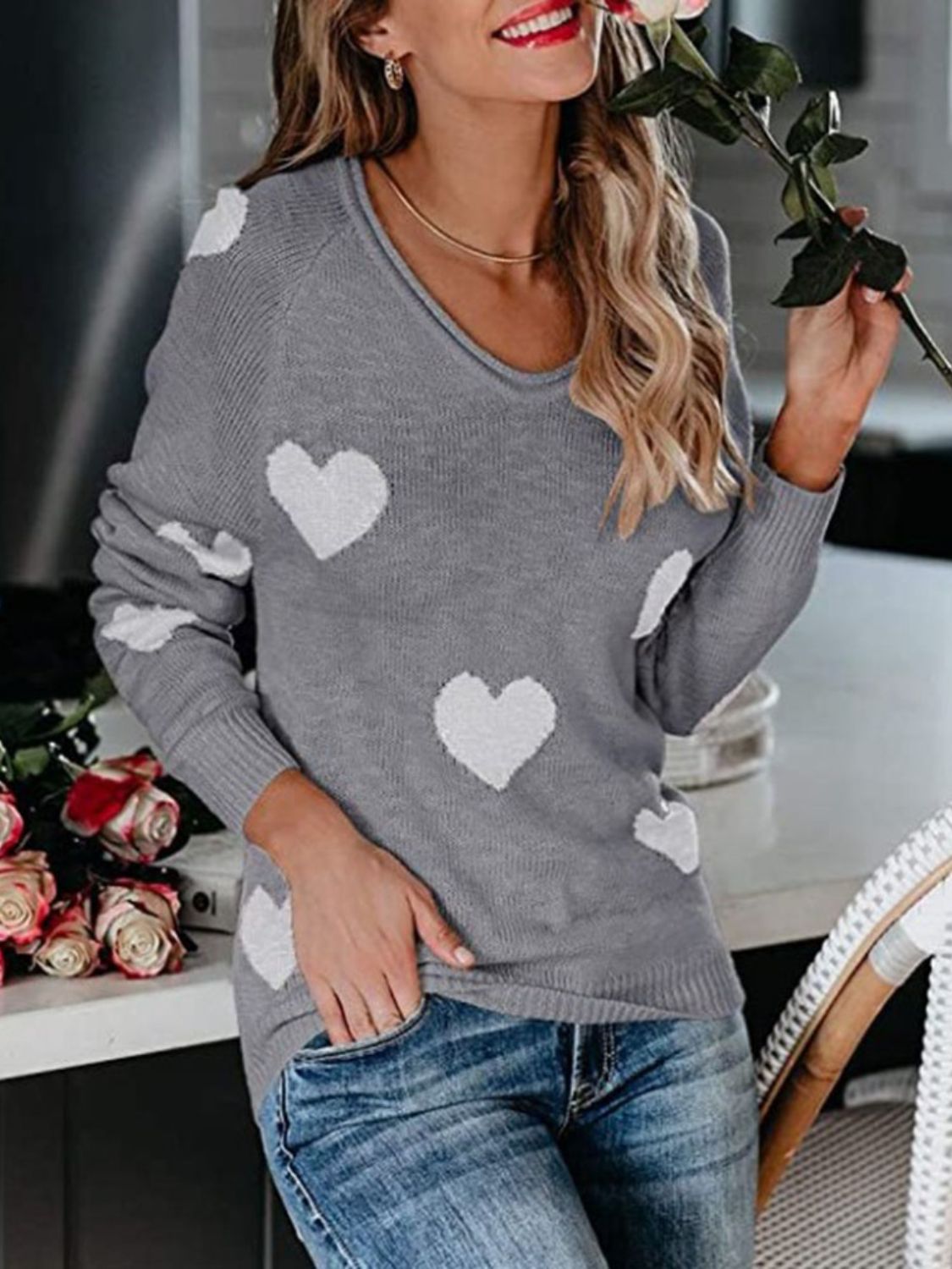 Heart Scoop Sweater