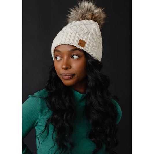 Cable Knit Pom Hat