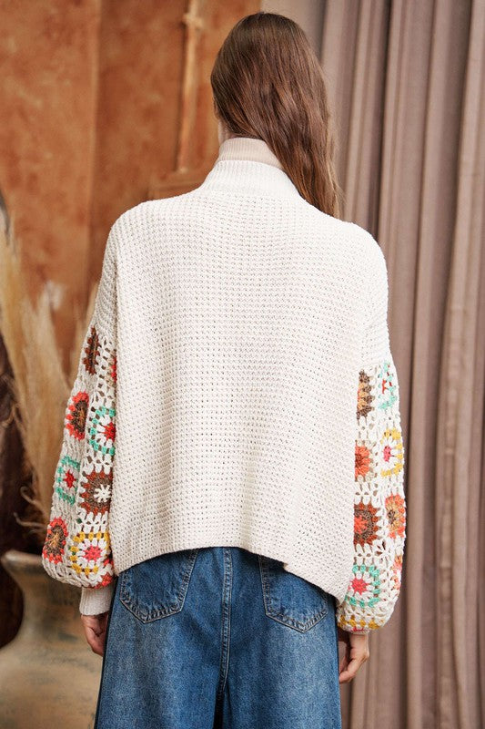 Sundance Avie Floral Rib Knit Long Sleeve Wool Button-down hot Cardigan Sweater XSP