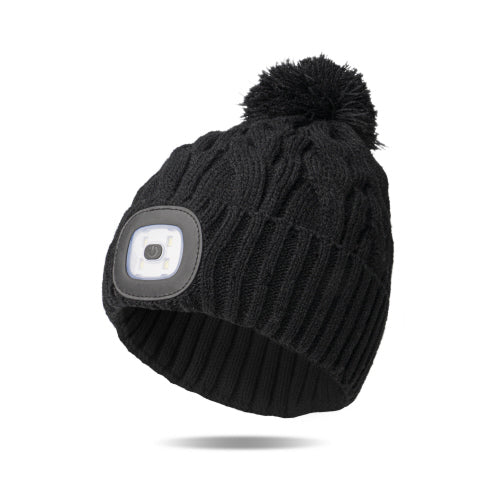 Night Scope LED Pom Beanie | Rechargeable Headlamp Winter Hat