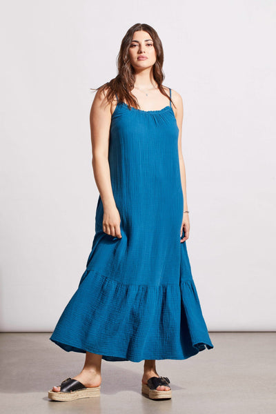Cotton Maxi Pocket Dress W/ Frills