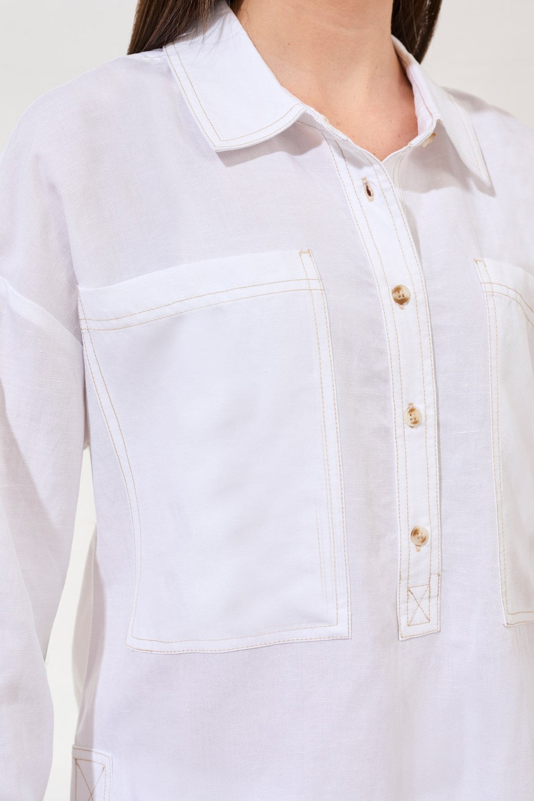 Pop Over Tunic – Linen Lyocell Slub Tunic with Utility Pockets