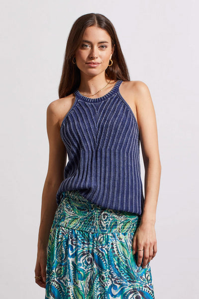 HALTER SWEATER TANK W/SPECIAL WASH EFFECT