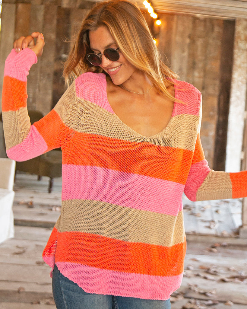 Eva Striped V-Neck