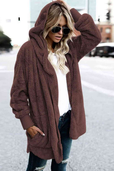 Teddy Hooded Jacket with Pockets