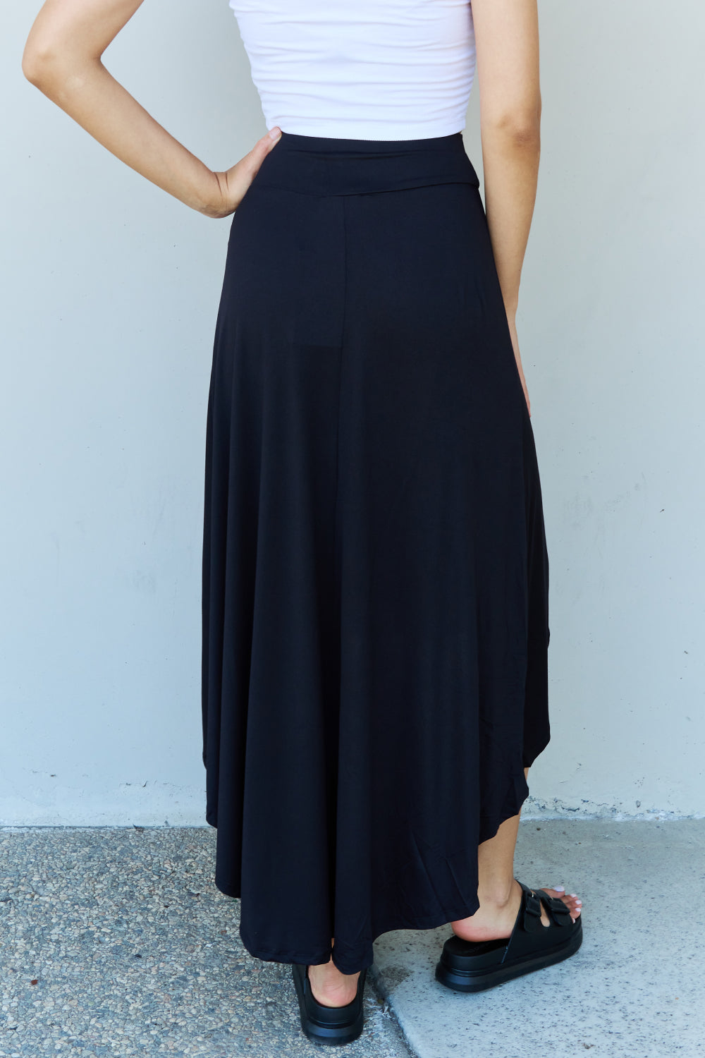 High Waisted Flare Maxi Skirt