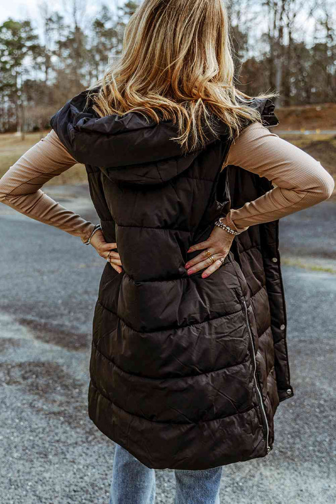 Long Hooded Sleeveless Puffer Vest – Sundance Clothing